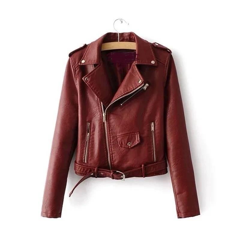 Crossborder 2025 Womens Punk Leather Jacket With Pu Splicing For Streetwear Fashion