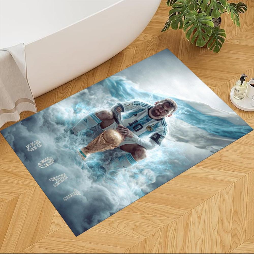 Football Messi Floor Mat Suitable for Kitchen Entryway Hallway Dormitory Anti-slip Rug Decorate Offices Luxury Gift for Birthday, Christmas, Wedding