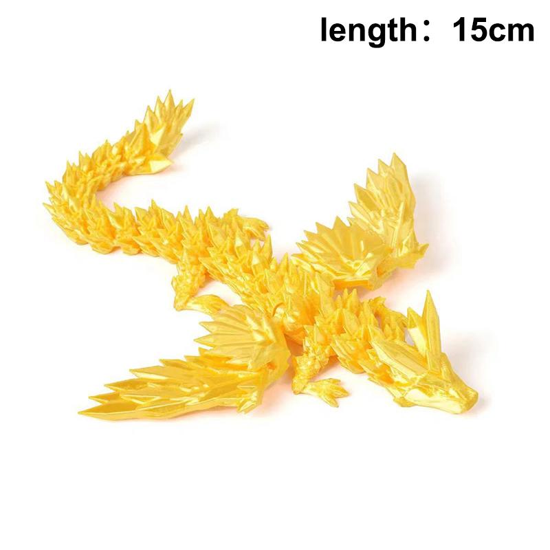 3D Printed Dragon Colorful Gem Dragon Figurines Movable Joint Rotatable Articulated Dragon Crafts Desktop Western Action Figure