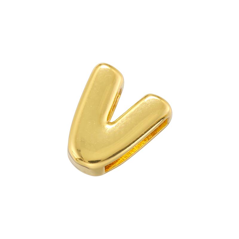 Gold Plated Brass Eco-Friendly Plating A-Z Initial Letter Beads, Cute DIY Jewelry Making Accessories Beads:VZ442
