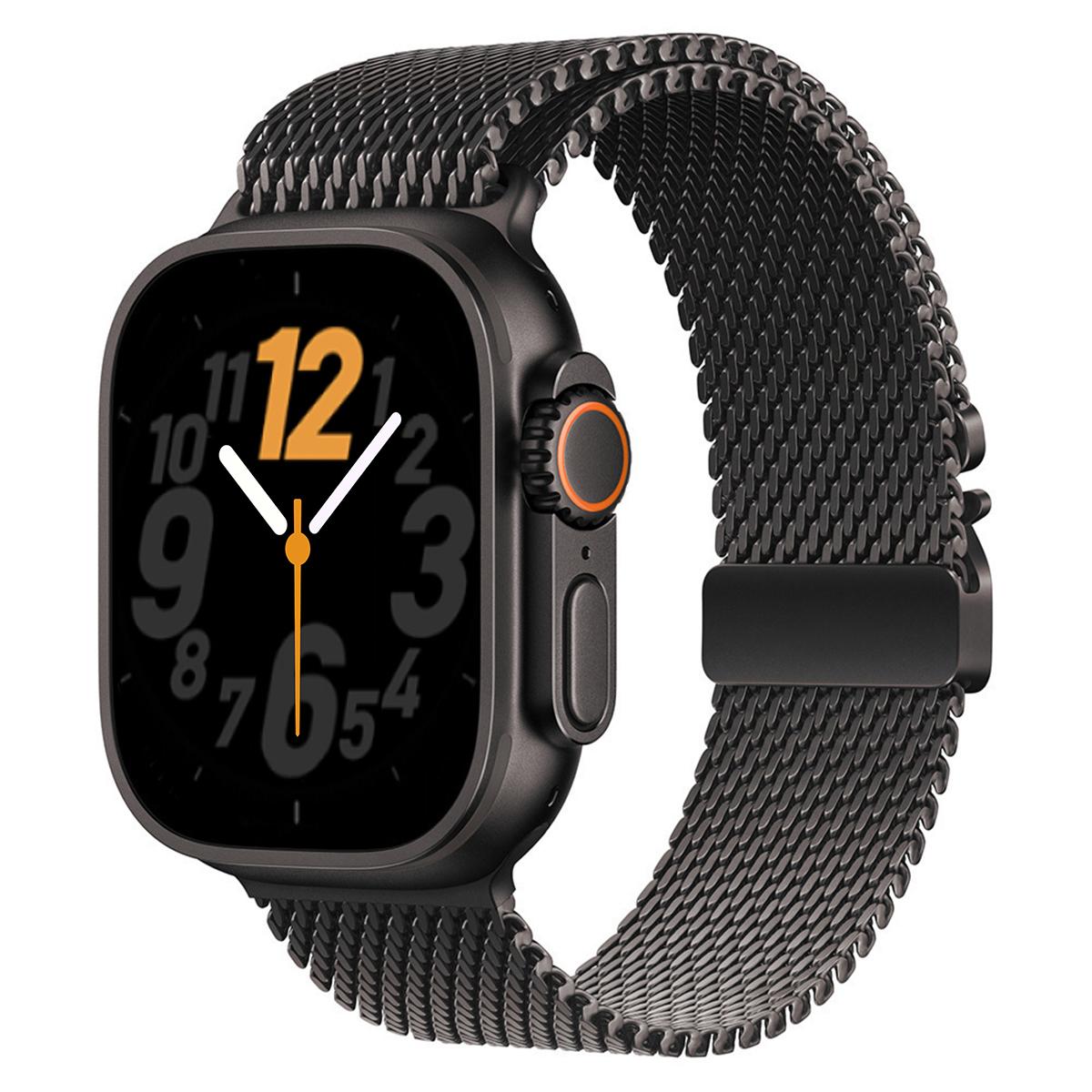 

Ремешок для Apple Watch Ultra 2 1 49 мм Series 10 9 8 7 45 мм 44 мм Титановый металлический ремешок для iWatch надежная парашютная застежка 46 мм 42 мм 44mm 45mm 49mm чёрный