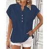 T-shirt da donna estiva 2026 nuova, elegante, casual, con bottoni finti, tinta unita, scollo a V