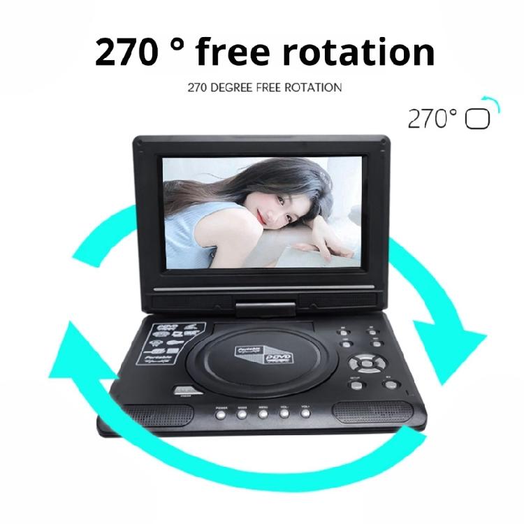 Versatiled 9.8Inch Portable Disc Player With 270 Degree Rotatable Screen And TV Tuner USB Playback