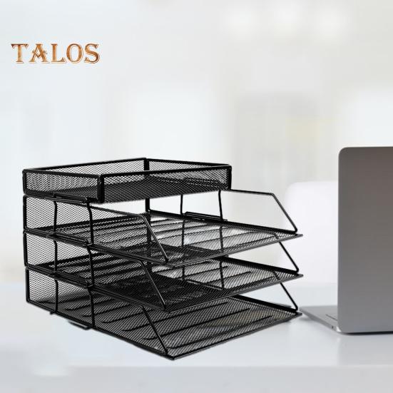 File Rack 3/4 Layers Hollow Mesh Stable Structure Removable Large Capacity Notebook Book Decktop Organizer Paper Letter Stoarge Tray Office Workspace