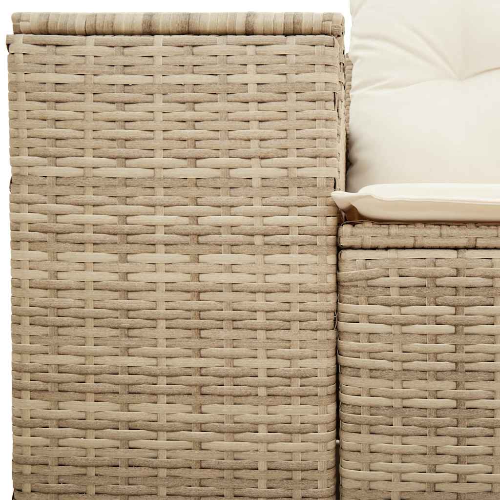 Vidaxl Garden Sofa With Cushions, 2-Seater, Beige, Poly Rattan