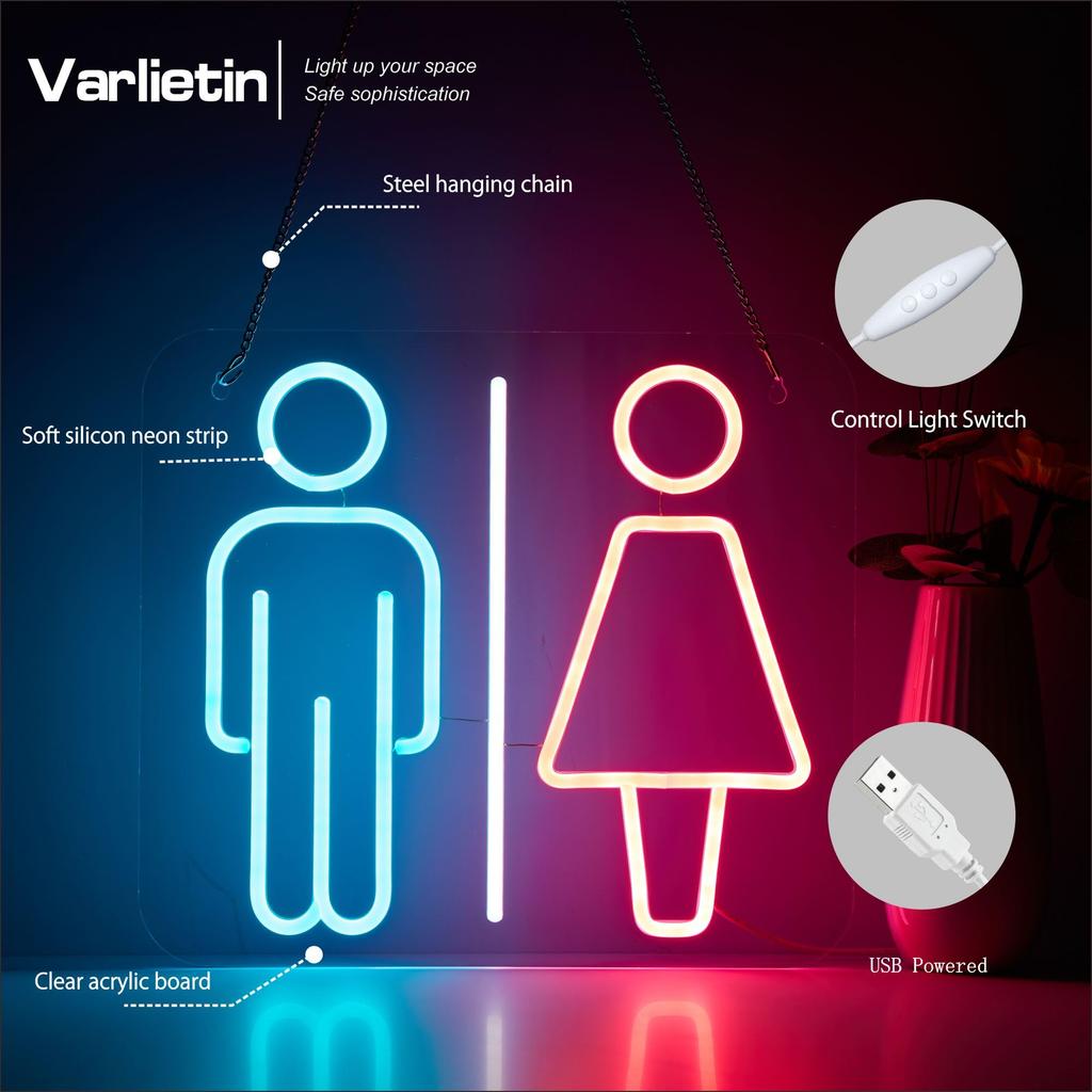 Restroom Neon Sign Toilet LED Business Signs Lights for Hotels Hospitals Bar Party Pub Decoration and Shop Decoration Gift