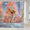 Pink Christmas Bathroom Curtain Cute Kawaii Bowknot Bell Shower Curtain Holiday Wreath Princess Style Bathroom Accessories For