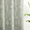 Green Botanical Linen Shower Curtain Extra Long 84 Inches Long, Spring Summer Boho Plants Leaves Textured Fabric Bathroom