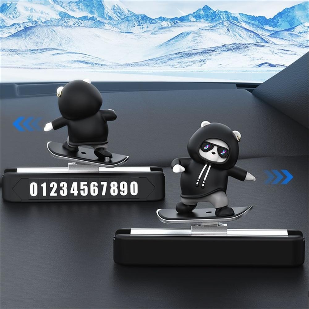 Vehicle License Plate Phone Number Car Bear Decoration Vehicle Decorating Car Doll Dashboard Figure Parking Number Plate