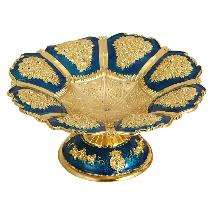 

Exquisited Retro Themed Serving Plate European Pattern Tray For Entertaining Guests And Enhancing Table Setting синій/золотистий