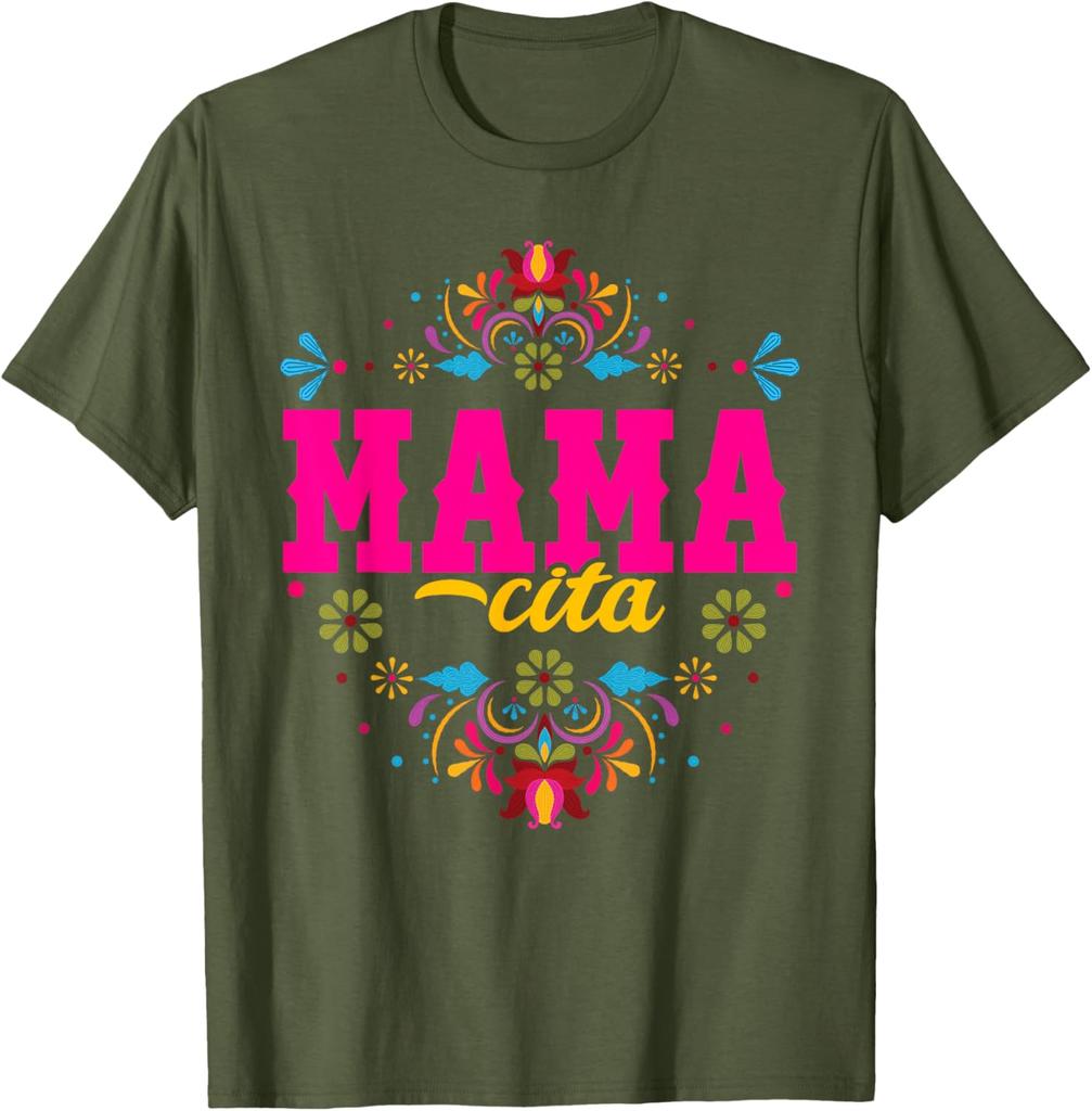 Mamacita Fiesta Floral Graphic Tee Shirt Mother's Day Birthday Gift Casual Crewneck