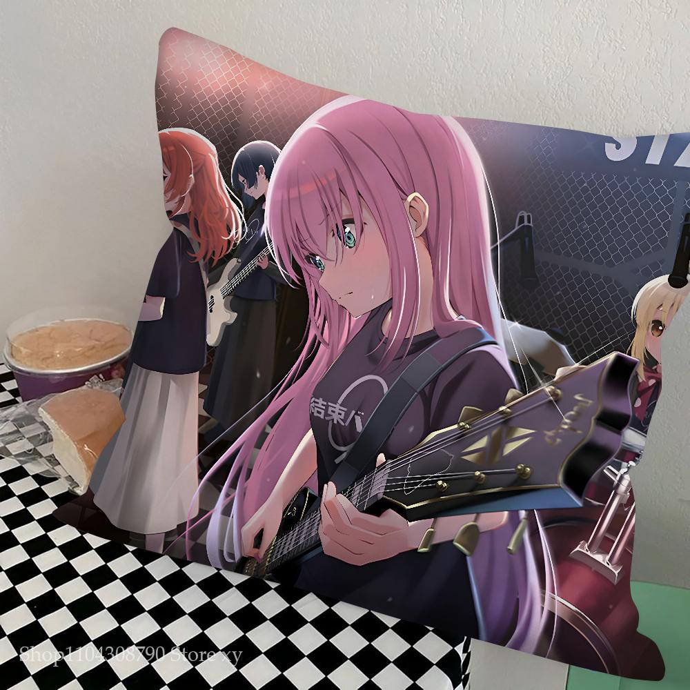 Anime Bocchi The Rock Pillow Case Square Pillow Bedroom Sofa Leisure Comfort Cushion Car Living Room Home Decoration