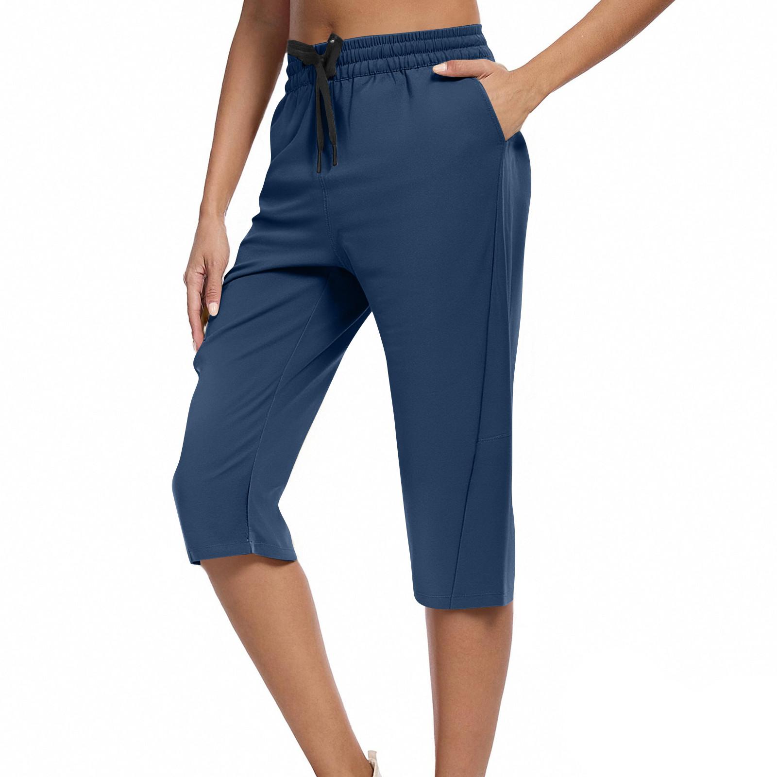 

Женские брюки-капри карго с 4 карманами, легкие, быстросохнущие, для активного отдыха, путешествий, повседневной носки, удобные летние штаны XL тёмно-синий