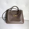 Echte Ledertasche mit Metallschleifen-Detail, große Kapazität, Umhänge-Handtasche, Damen, Vintage-Stil