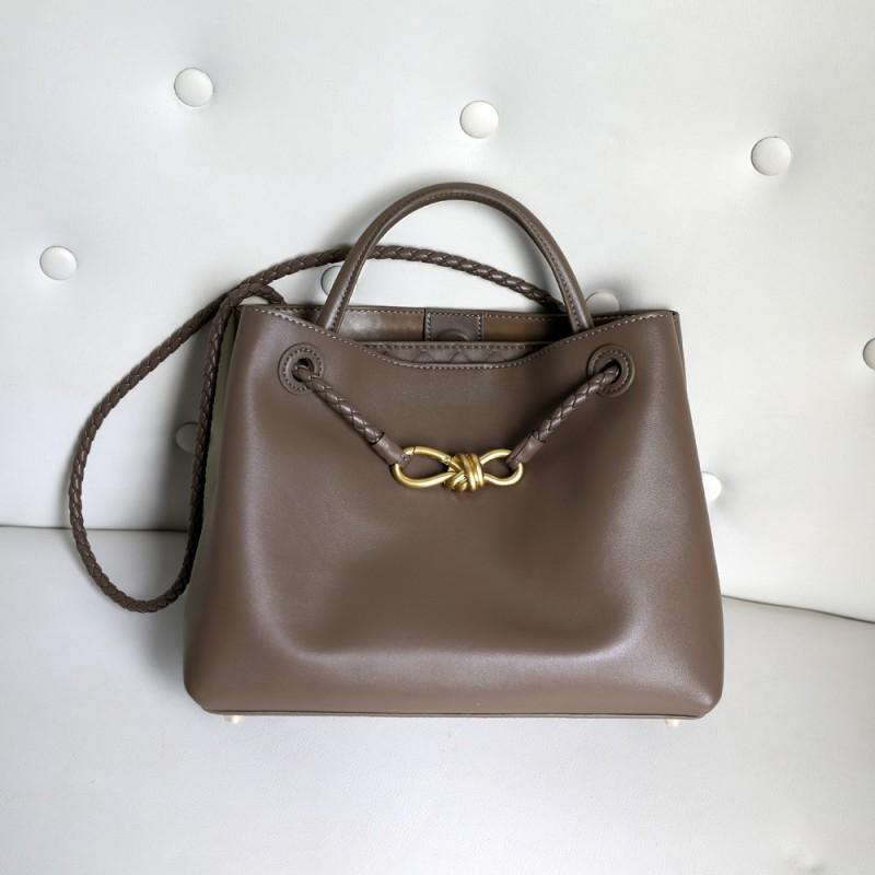 Echte Ledertasche mit Metallschleifen-Detail, große Kapazität, Umhänge-Handtasche, Damen, Vintage-Stil