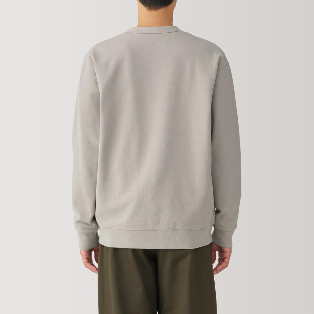 MUJI Milan Rib Size AB1NFA4A Men's Double-Knit V-Neck Cardigan, Gray, S,