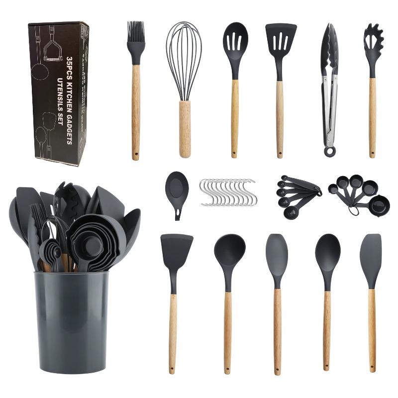 Set mit 25 antihaftbeschichteten Silikon-Küchenutensilien zum Kochen und Backen