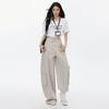 Spring Summer Paris Gray Cool Street Cargo Relaxed Hide Fat Saber Cut Wide Leg Trendy Denim Pants Women Casual Pants Oversize Denim Trousers