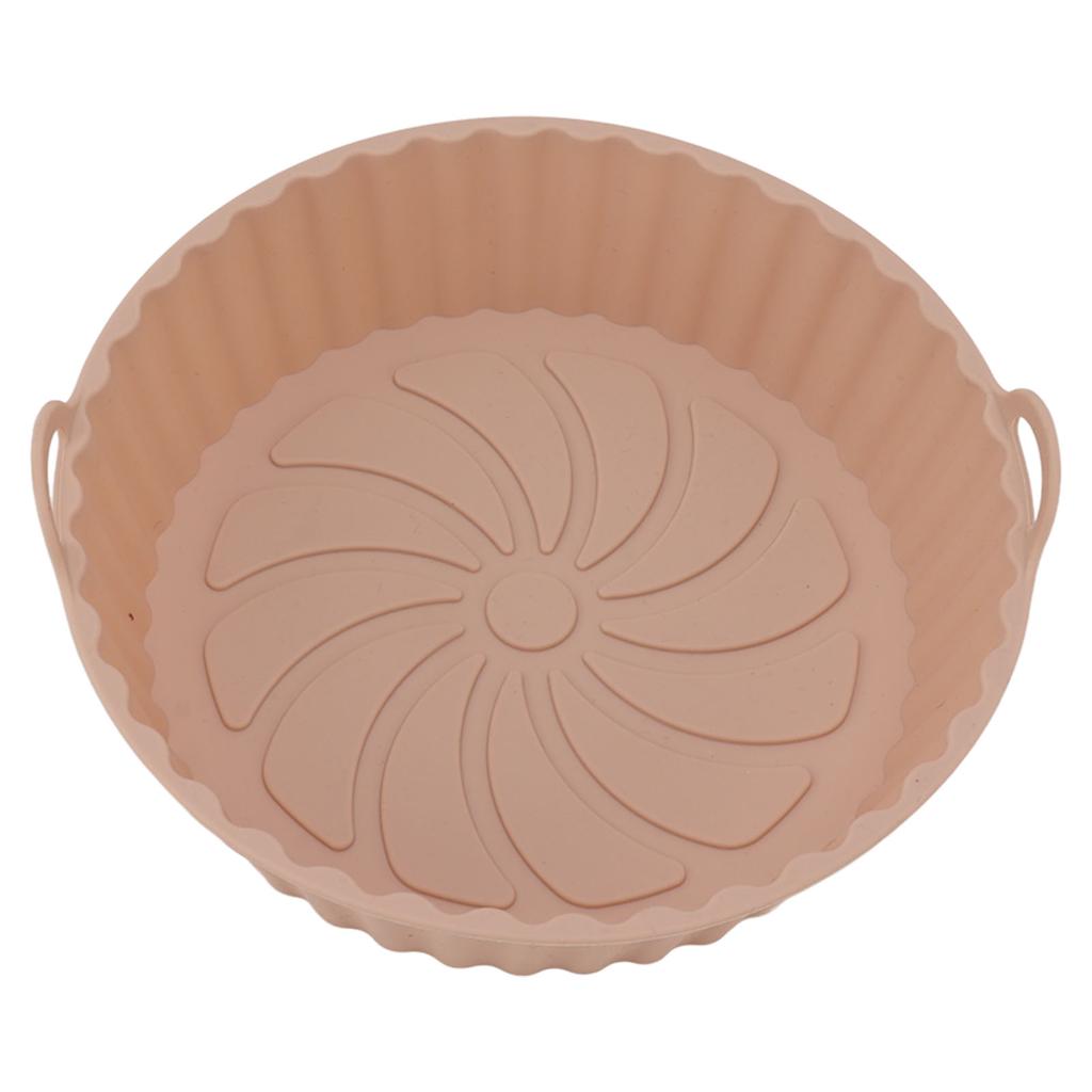 2Pcs Round Silicone Fryer Basket Oil Resistant Non Stick Resuable Fryer Silicone Liner with Handles for Household