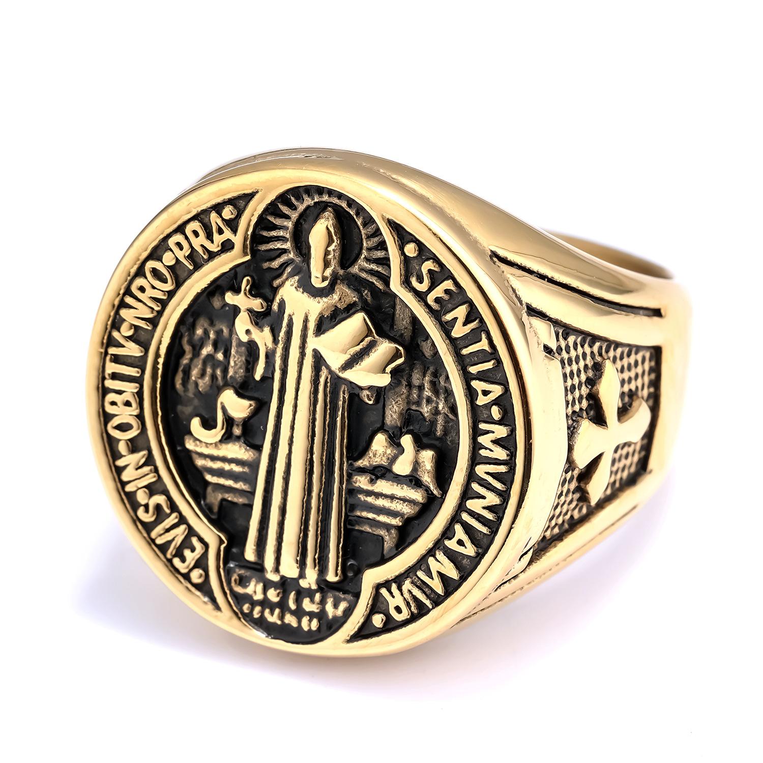 

Hot-selling jewelry European and American style European mythology portrait men s titanium steel ring non-rusting ring spot us size 13