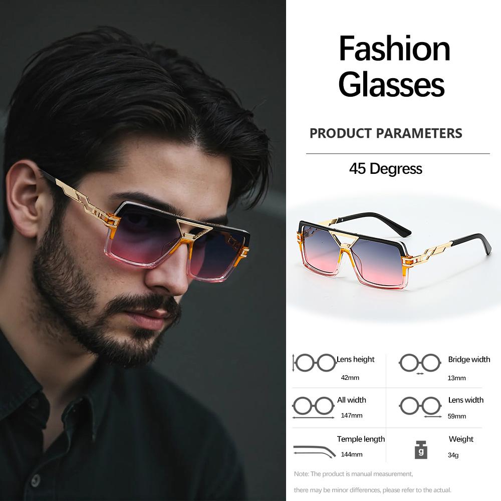 Light Luxury Vintage Sunglasses Tortoiseshell Patterned Square Frame Modern Metal Texture Commuting Item Sunglasses For Men