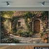 2D Romantic Cottage Backdrop Stone House Blooming Roses Studio Photo Background Cloth
