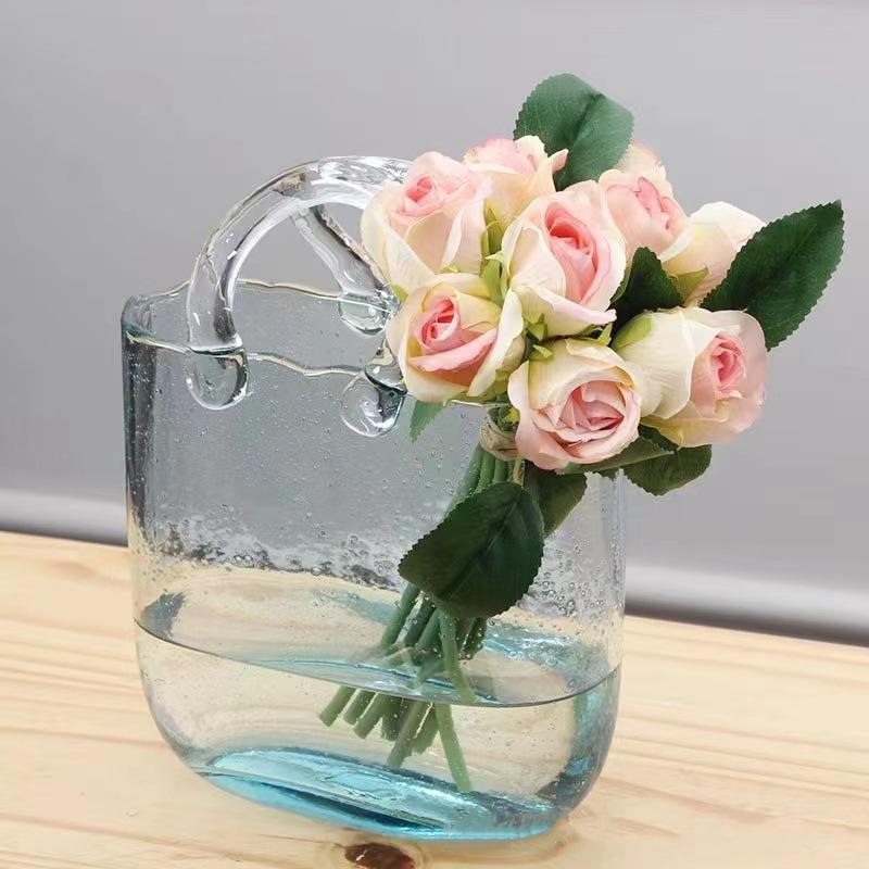 Elegant Geometric Handbag Vase Chic Oblong Glass Decor for Hydroponic & Traditional Arrangements