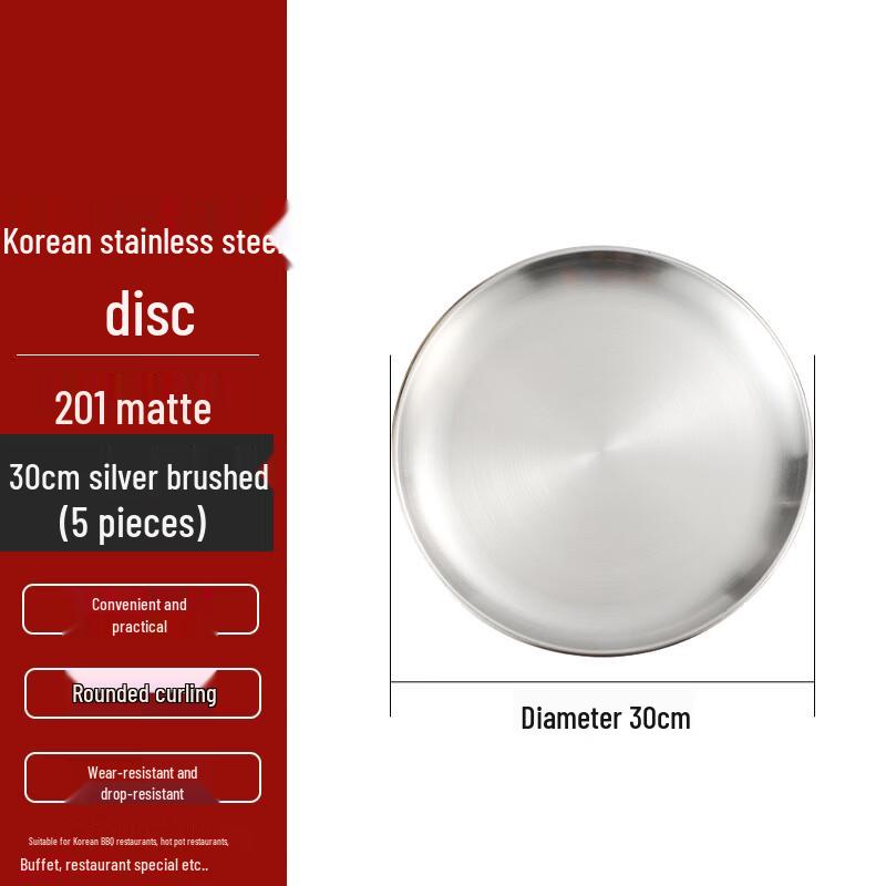 FATTBAO Korean Stainless Steel Round Serving Plate