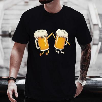 T-Shirt für Männer Trinkparty Team Partner-T-Shirts Prost Bier Grafik Y2k Tops Mode Bier TAG Übergröße Outfit Streetwear