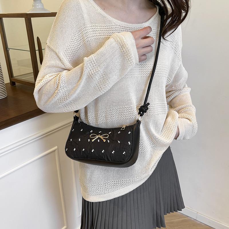 Summer New Casual Bow Handbag Trendy Versatile Cute Beautiful Single Shoulder Underarm Messenger Bag Women