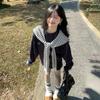 Striped Shawl with Women's New Autumn Versatile Black and White Small Vest, Air-conditioned Room Windproof Scarf, Advanced Sense