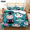 Cute Cat Print Quilt Cover Pillow Cover  Bedding Set Luxury Queen Bedding Set Cute Style Customized  children‘s  Bedding Set
