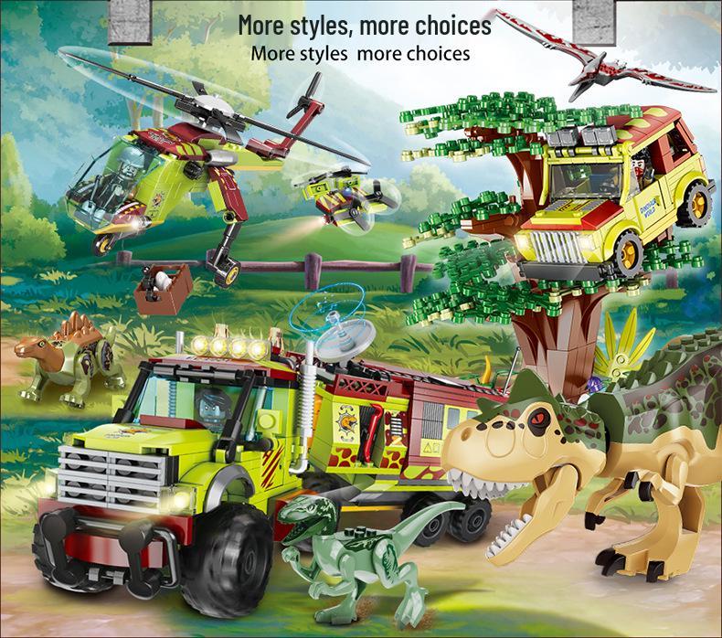 Children's Educational Dinosaur Escape Ship Toy - Carcharodontosaurus Building Blocks Gift for Boys