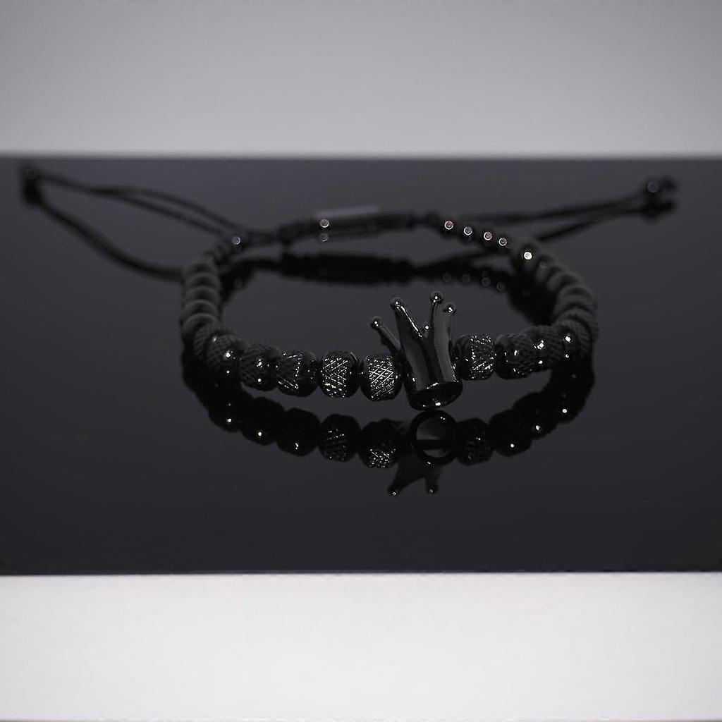 Bracciale Per Il Mio Uomo - Raddrizza La Tua Corona Per Fidanzato Marito, Bracciale Regolabile Con Perline Uomo Corona In Acciaio Inossidabile Regalo Per Anniversario Natale