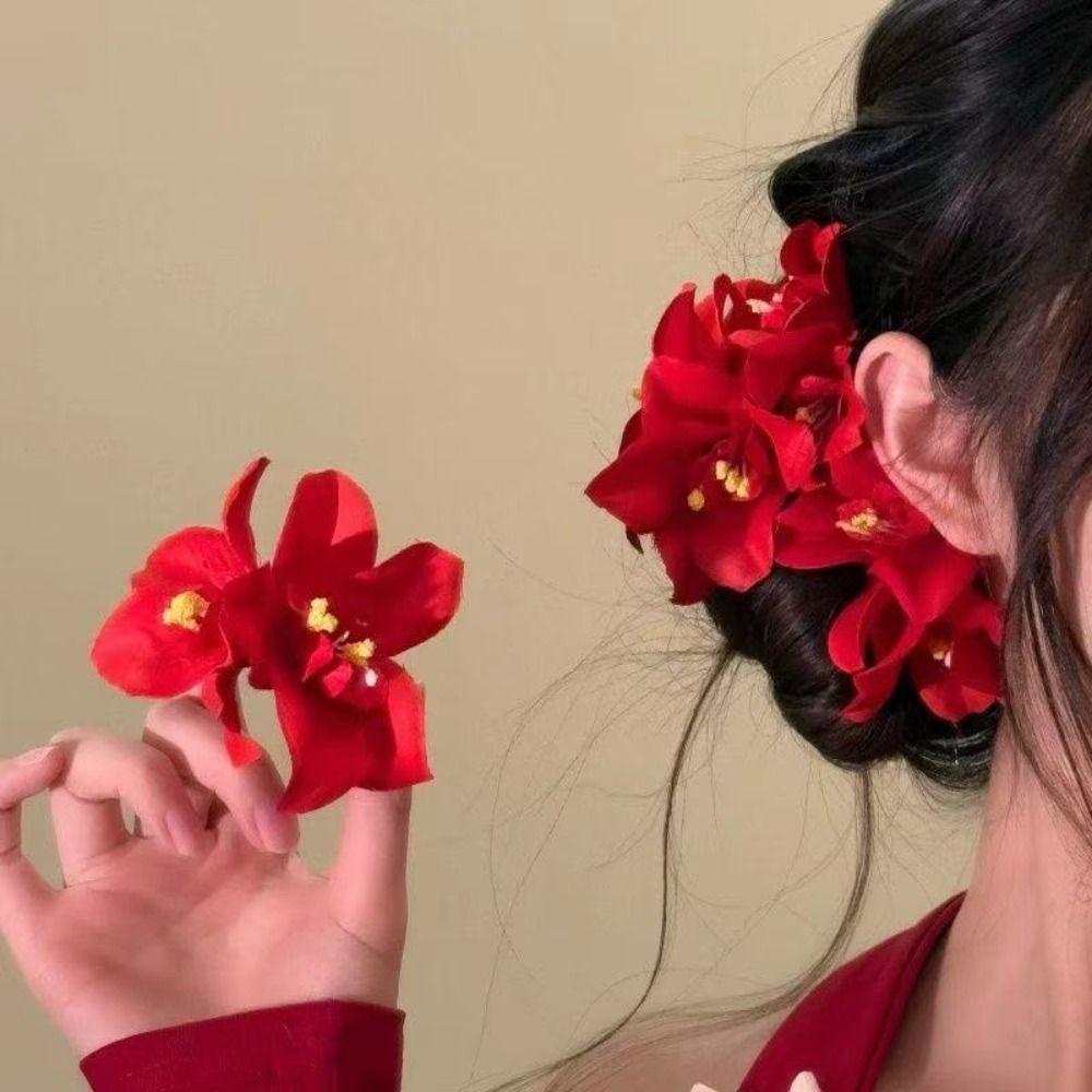 Elegant Floral Duckbill Clip Sweet Hair Accessories Hairpin Orchid Flowers Hair Clip  Party