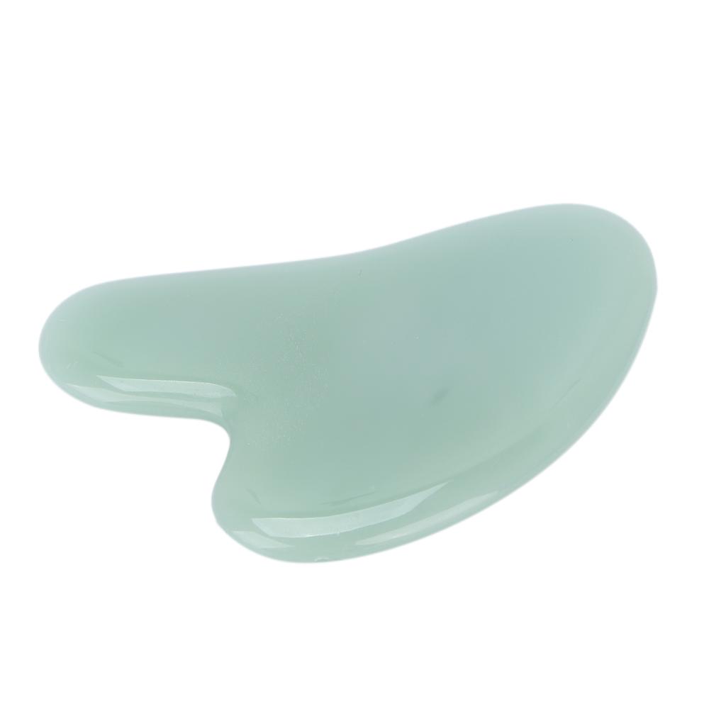 Gua Sha Facial Tool Natural Jade Stone Guasha Massage Board for Face Relieve TensionsPeach Heart Light Green