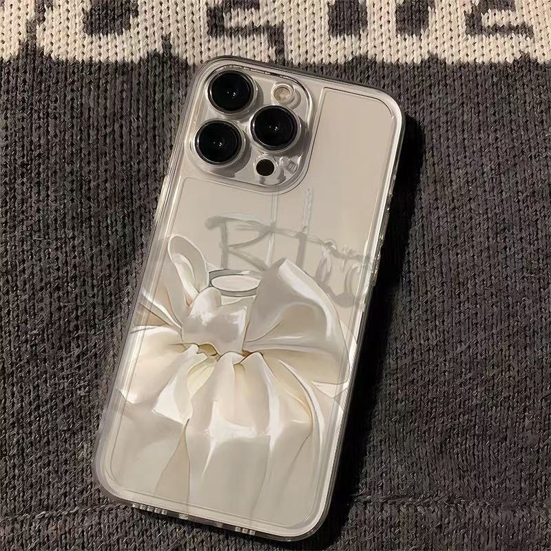 White Bow Apple 17 Summer Transparent 16promax New 15 Mobile Phone Case 14 Protective Case Thin Soft Case