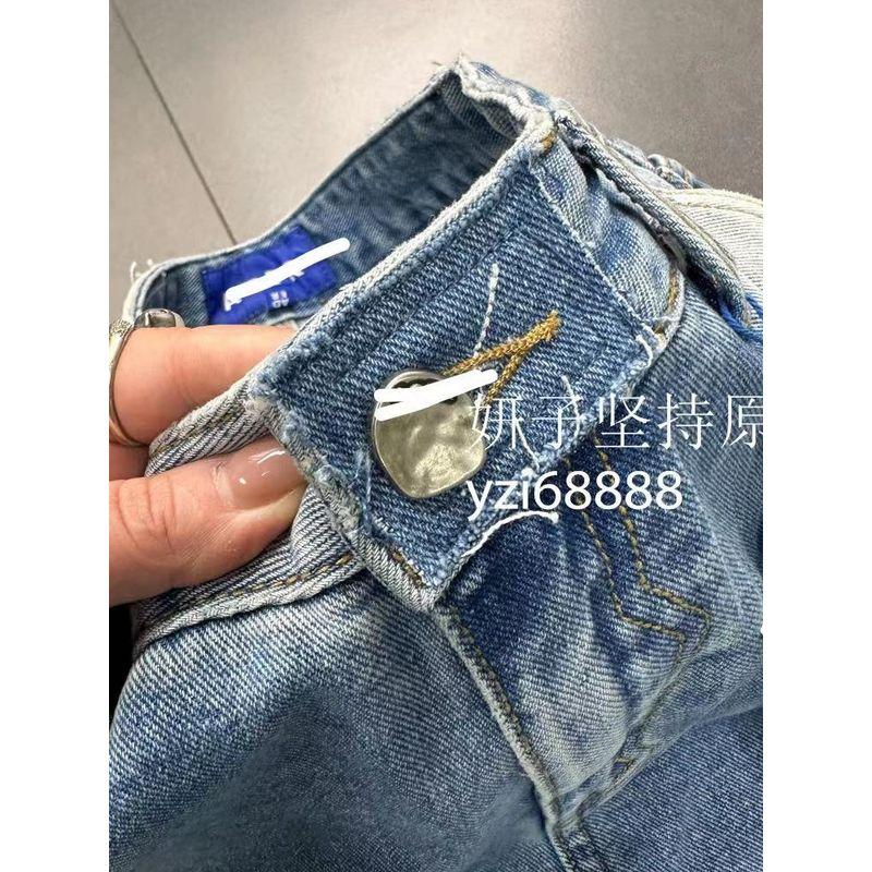 South Korea Single Ad **Exquisite and Easy To Wear High Waist Highlight Graffiti Denim Blue Washed Jeans Pants Same Style for Men and Women