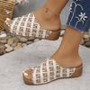Fashion Letter Print Platform Slippers for Women Summer Fashion Peep Toe Wedge Sandals Woman Lightweight Comfort Non Slip Beach Slides