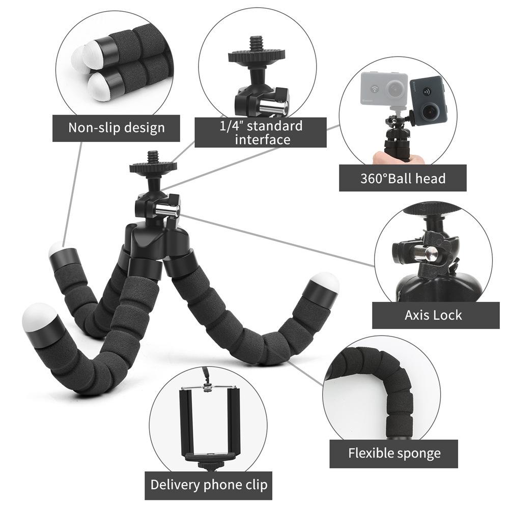 ERIKOLE Sponge Octopus Tripod Stand for Live Streaming Lazy Deformation Mobile Phone Holder Portable Camera Tripod