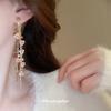 Diamond-encrusted flower fringed stud earrings female sweet niche design earrings temperament versatile earrings light luxury