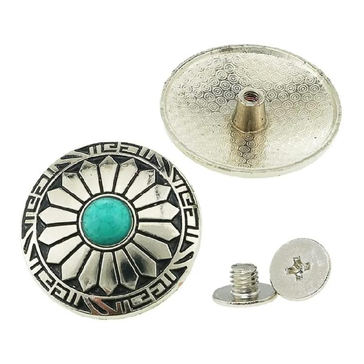 5 Pcs Leather Decorative Buttons Flower Buttons Imitation Turquoise Button for Jewellery Making Clothing Bag Dress