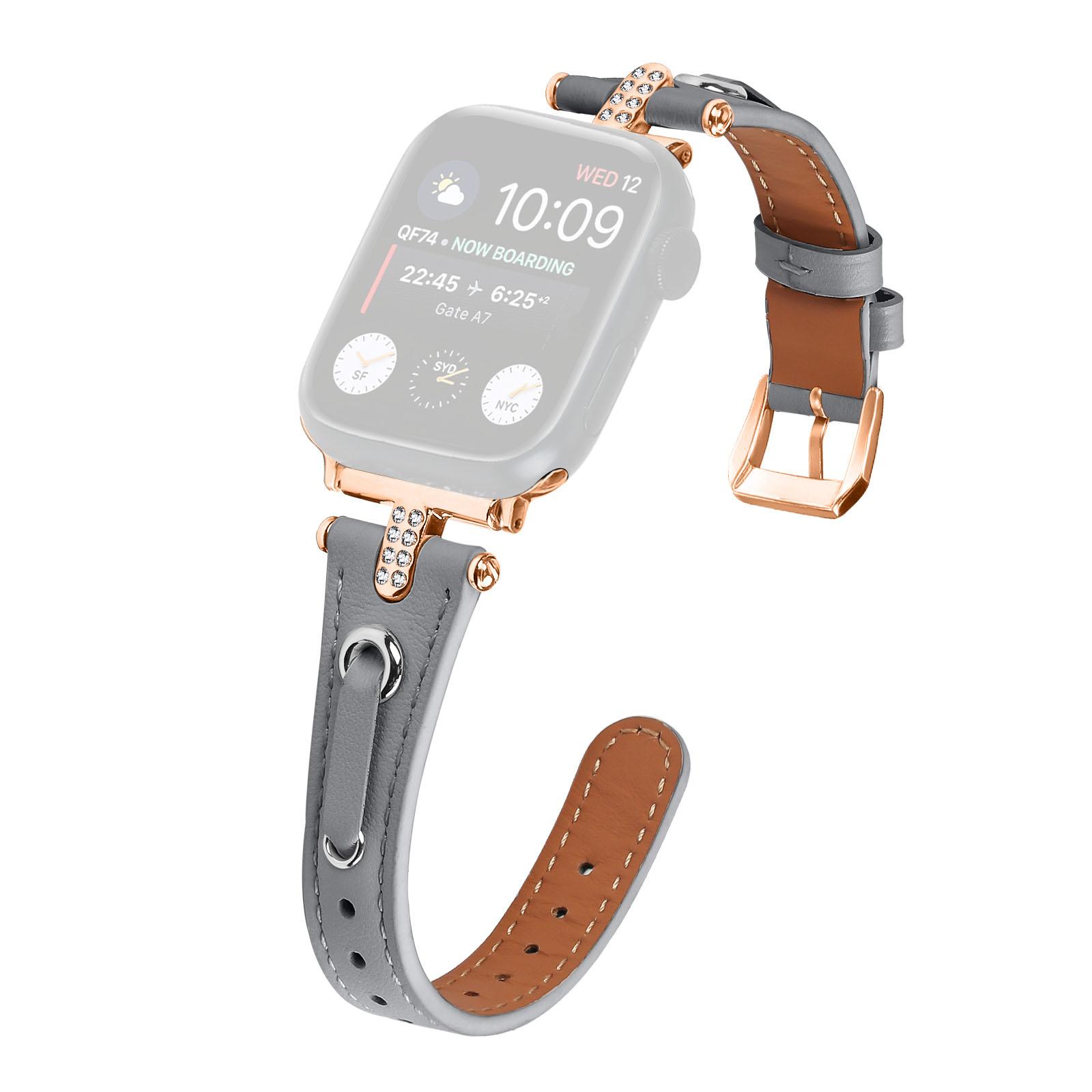 

Watch Band for Apple Watch Series 10 42mm/9 8 7 41mm/SE (2023) SE (2022) SE 6 5 4 40mm/3 2 1 38mm Watch Band Rose Gold Buckle Watch Strap Grey