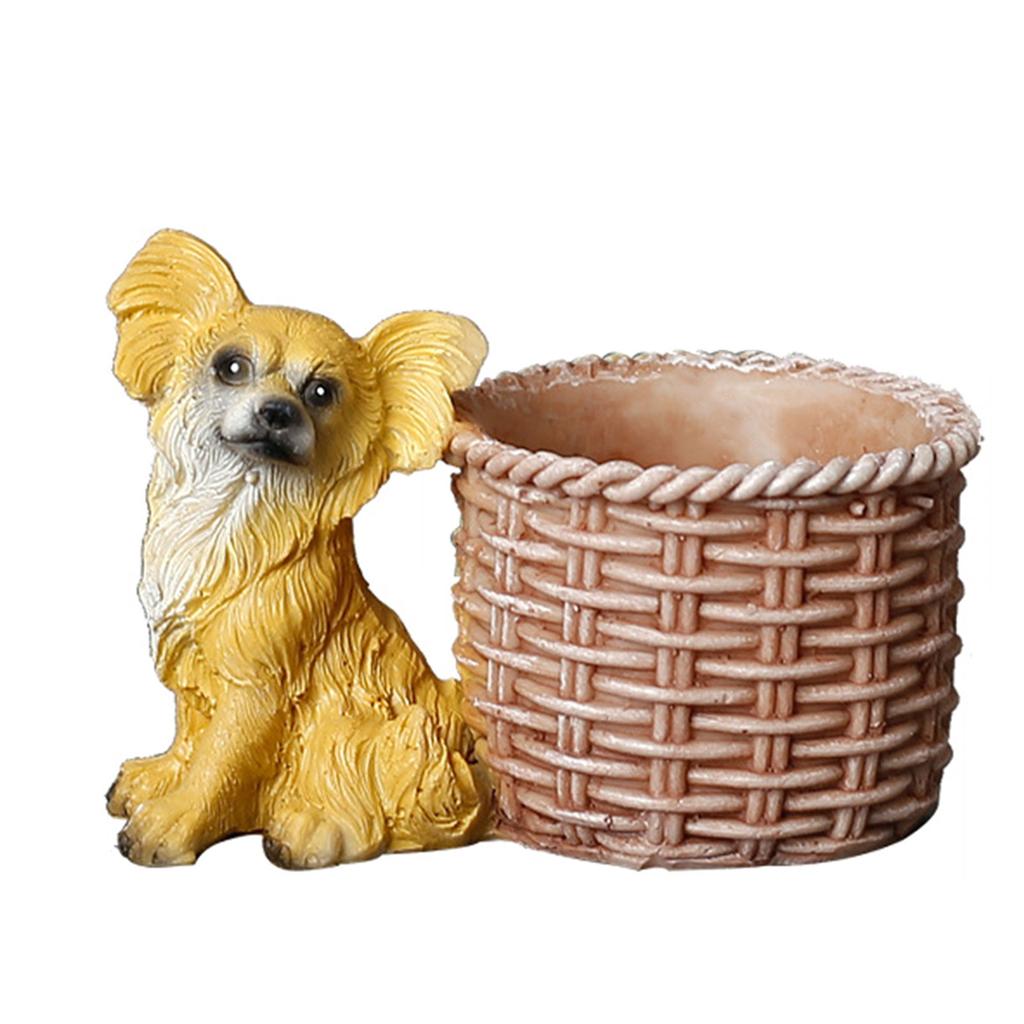 Dog Sculpture Flowerpot Decoration Puppy Figurine Plant Container Flower Basket for Gardens Yard Patios Office Home