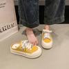 Thick-soled bag head half slippers women's summer wear 2025 new little white shoes pregnant women retro one-pedal lazy shoes