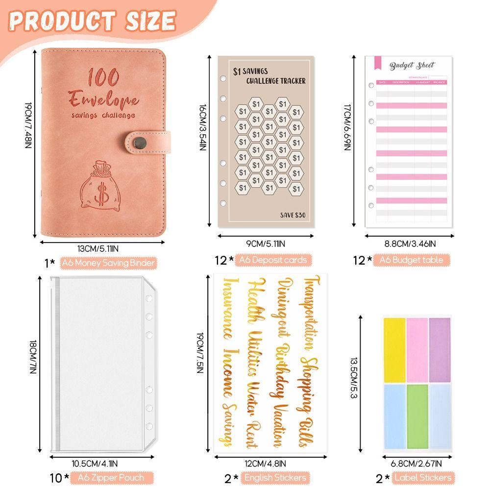 Reusable Binder Savings Book A6 Cash Stuffing Envelopes Binder