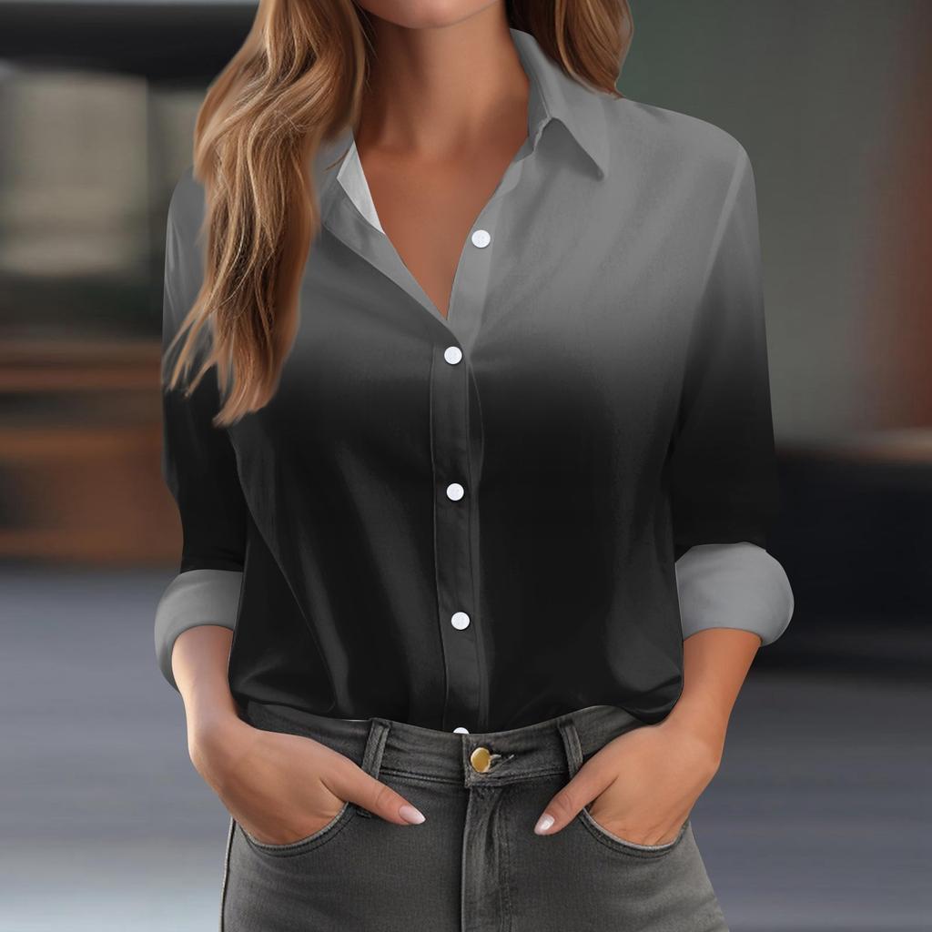 Skjorte for kvinner Bluse med knapp Langermet Uformell Basic skjortekrage Vanlig topp