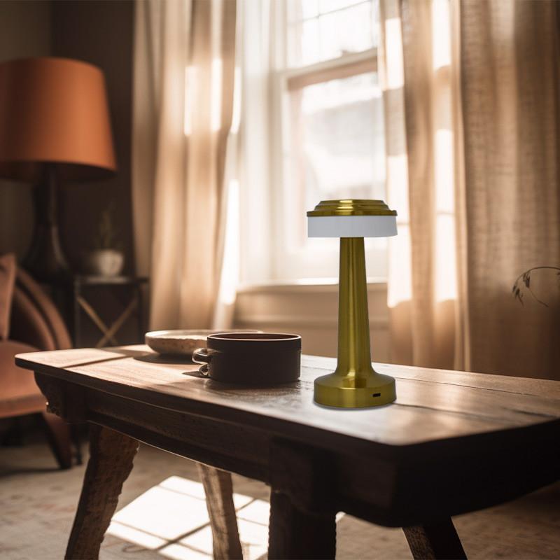 Touch-control Led Night Light For Bar And Cafe Decor With Built-in Battery And Iron Lampshade