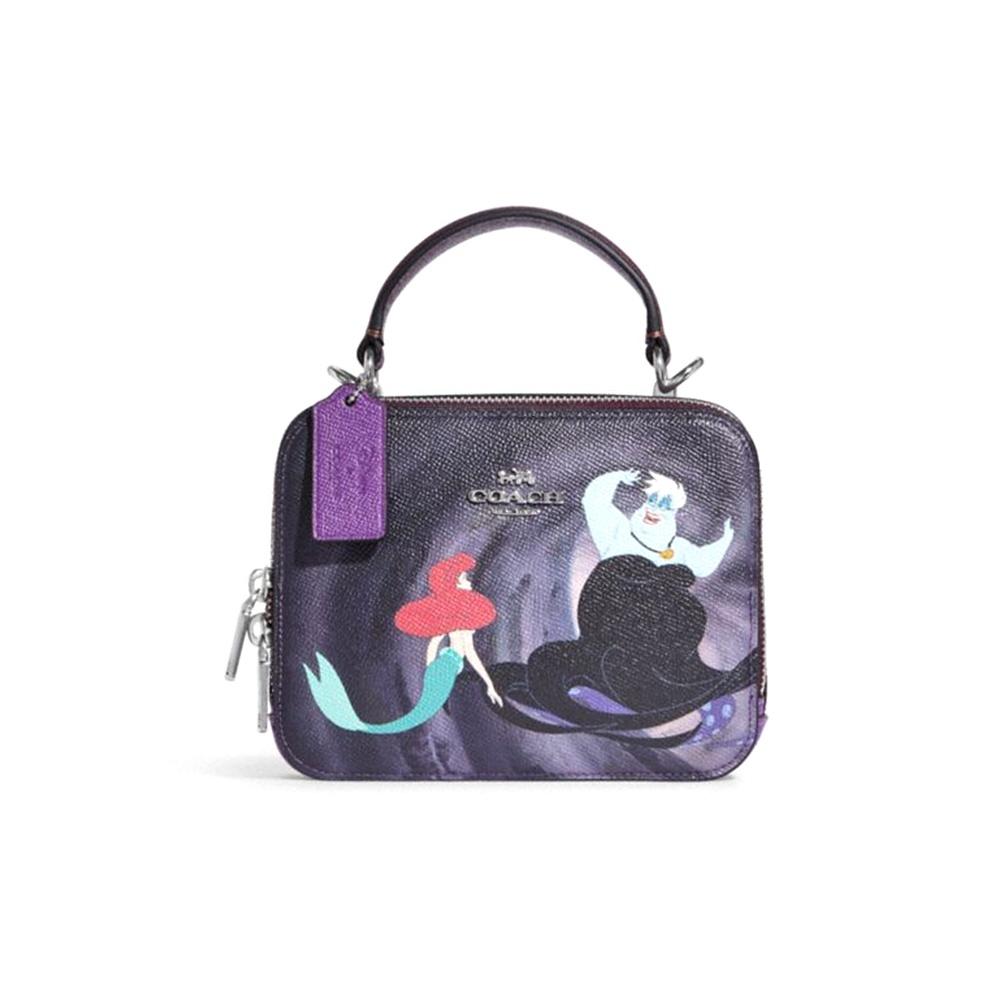 

Coach X Disney Collaboration Box Crossbody Little Mermaid Cartoon Print Leather Clutch Women clutch Deep-Purple CC375-SVR99 Basic Set (Bag+Dust Bag)