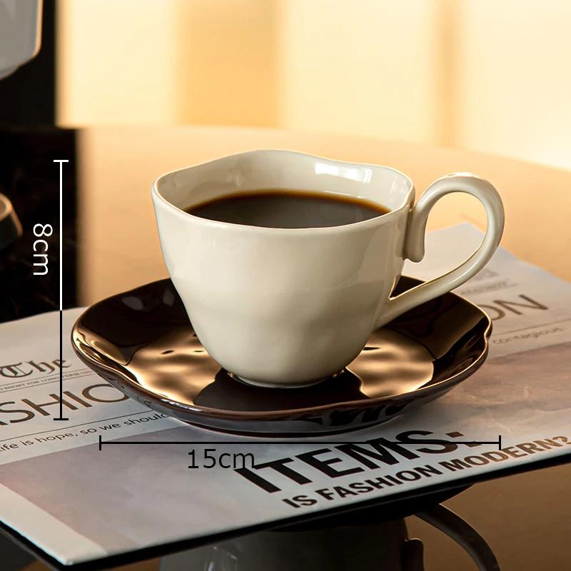 Creative Flower Shape Saucer Ceramic Cup&saucer Dining Table Coffee Cup Milk Tea Mugs Afternoon Tea Teacup Fruit Juice Container